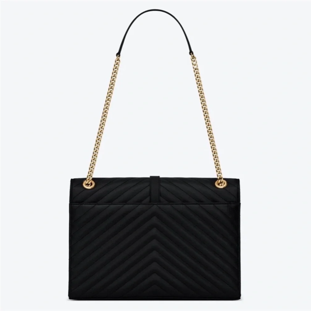 MSRP $3,500 NWT BNIB SAINT LAURENT ENVELOPE LARGE BAG MATELASSÉ GRAIN DE POUDRE - Picture 5 of 16
